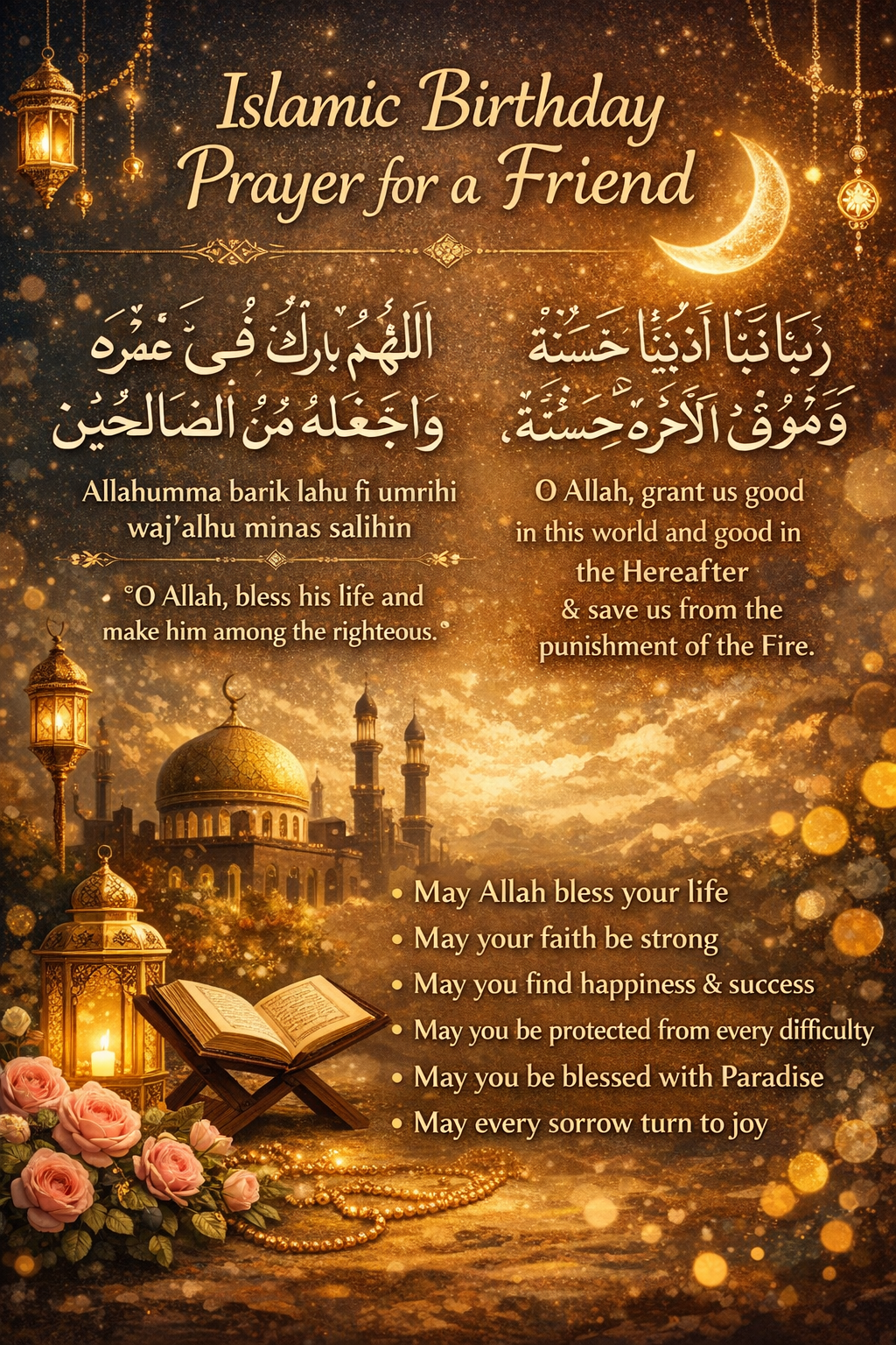 Islamic Birthday Prayer for a Friend