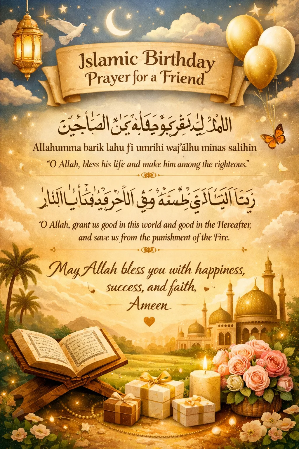 Islamic Birthday Prayer for a Friend