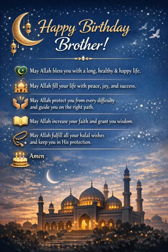 Islamic Birthday Wishes for Brother