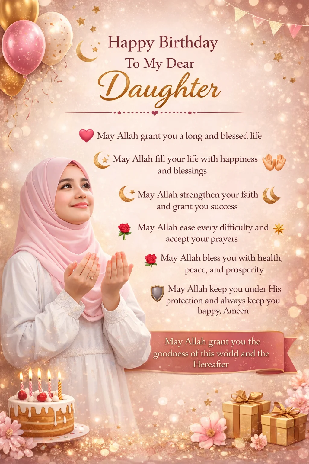 Islamic Birthday Wishes for Daughter