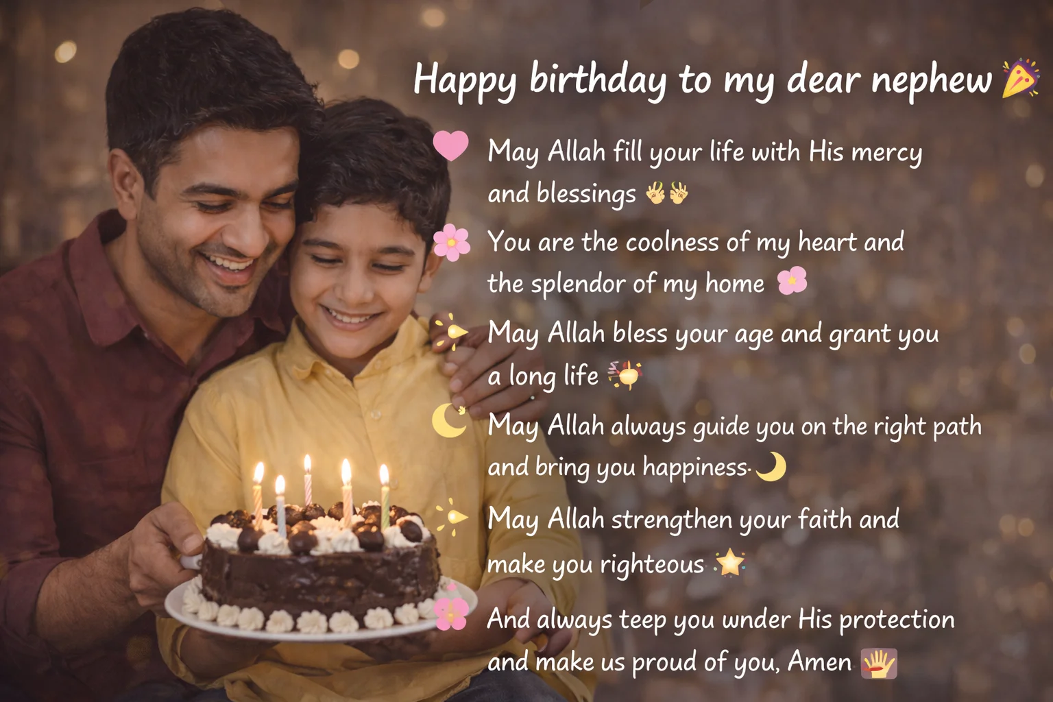 Islamic Birthday Wishes for Nephew 