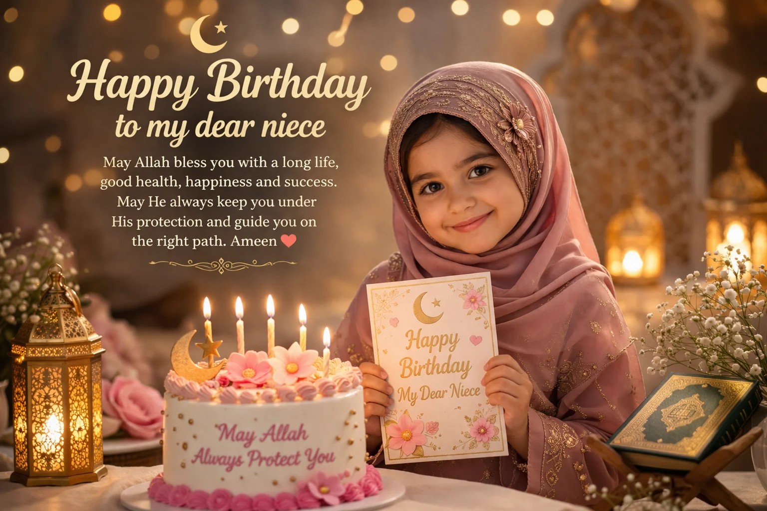 Islamic Birthday Wishes for Niece