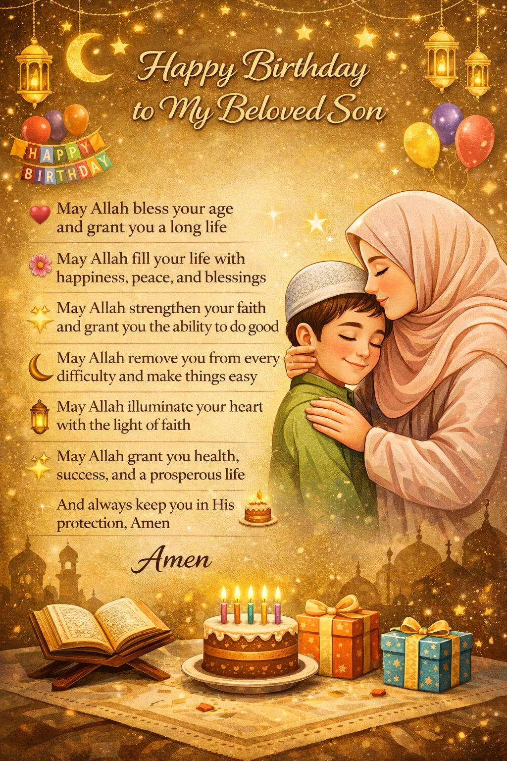 Islamic Birthday Wishes for Son
